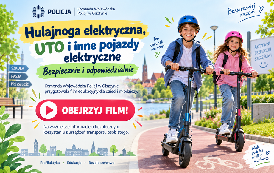 Policja edukuje o bezpiecznym używaniu hulajnóg elektrycznych i UTO